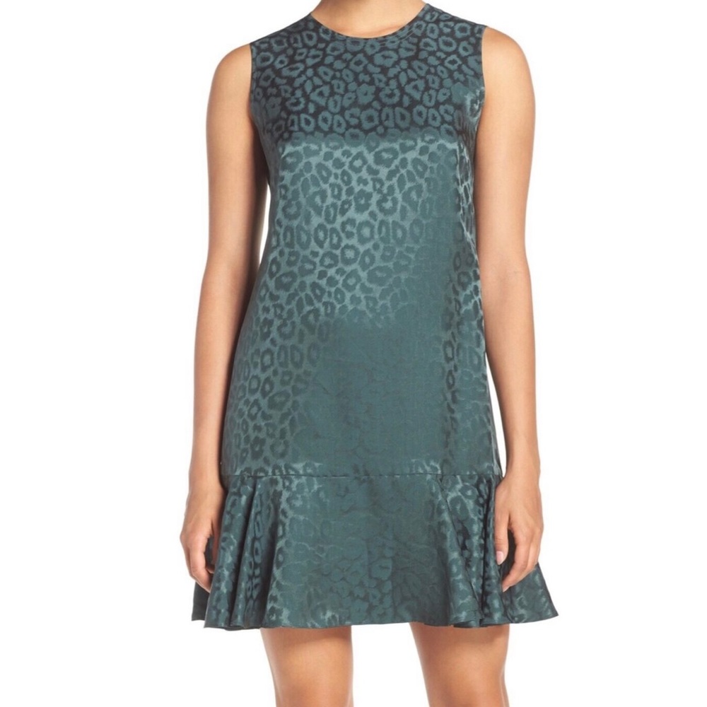 BCBGMaxAzria Sheridan Jacquard Animal Print Silk Blend Shift Dress